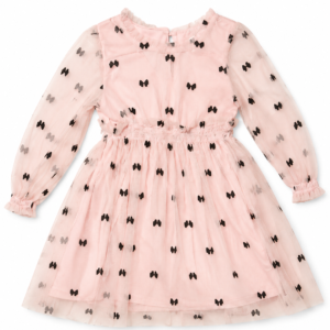 Vestitino da bambina in tulle rosa con fiocchetti