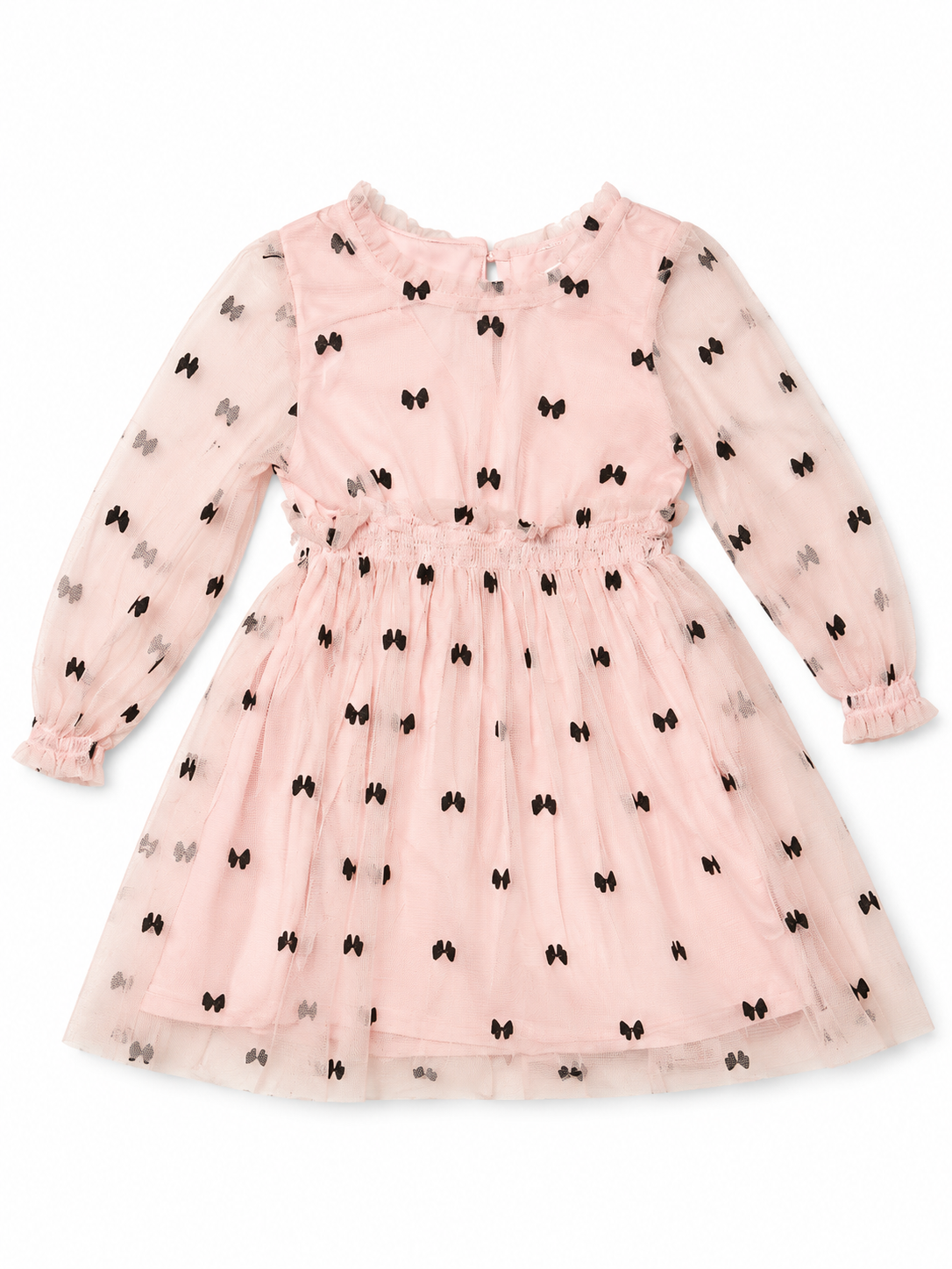 Vestitino da bambina in tulle rosa con fiocchetti